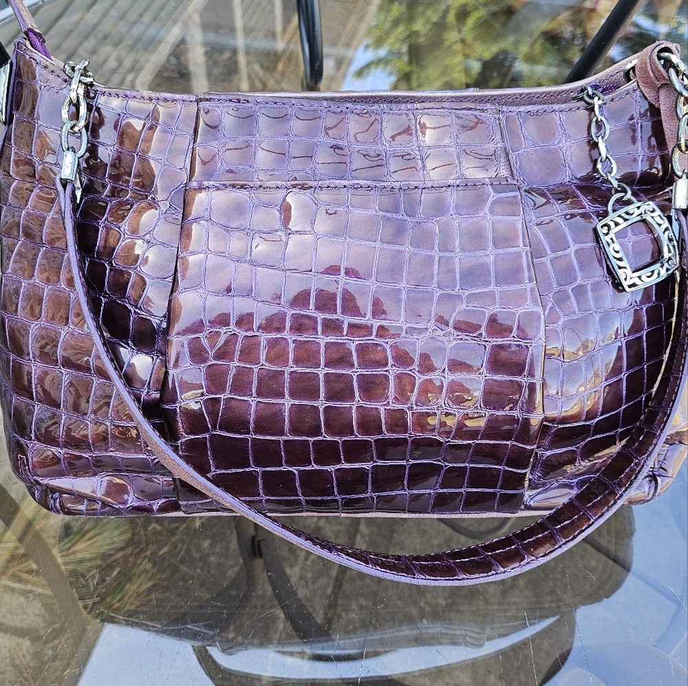 Brighton Purple Croc-Embossed Shoulder Bag